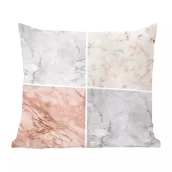 Декоративная подушка MuchoWow, диванная подушка, декоративная подушка для гостиной, 60 х 60 см, мрамор, розовый, шик, коллаж, чехол на подушку, хлопчатобумажная ткань, декоративные чехлы на подушки