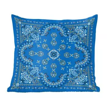 Декоративная подушка MuchoWow, диванная подушка, декоративная подушка для гостиной, 60 х 60 см, мандала - узор - синий - чехол на подушку - хлопчатобумажная ткань - декоративные наволочки
