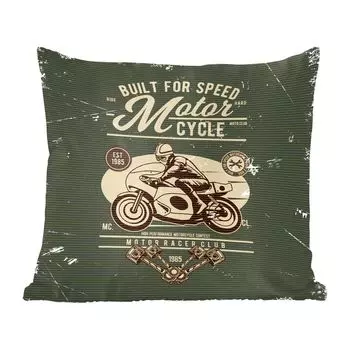 Декоративная подушка MuchoWow, диванная подушка, декоративная подушка для гостиной, 60 х 60 см, мотоцикл, мужчина, рисунок, ретро, чехол на подушку, хлопчатобумажная ткань, декоративные чехлы на подушки
