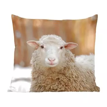 Декоративная подушка MuchoWow, диванная подушка, декоративная подушка для гостиной, 60 х 60 см, овца, снег, шерсть, чехол на подушку, хлопчатобумажная ткань, декоративные наволочки