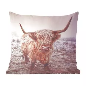 Декоративная подушка MuchoWow Диванная подушка Декоративная подушка для гостиной 60 x 60 см Шотландские горцы - Свет - Небо - Природа - Чехол на подушку - Хлопчатобумажная ткань - Декоративные наволочки