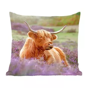 Декоративная подушка MuchoWow Диванная подушка Декоративная подушка для гостиной 60 x 60 см Шотландский горец - Цветы - Свет - Чехол на подушку - Хлопчатобумажная ткань - Декоративные наволочки