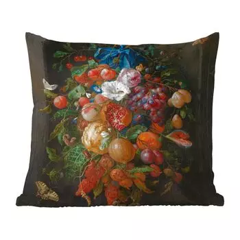 Декоративная подушка MuchoWow Диванная подушка Декоративная подушка для гостиной 45 x 45 см «Фрукты и цветы» — картина Яна Давидса. de Heem - чехлы на подушки - чехлы на декоративные подушки - чехлы на декоративные подушки