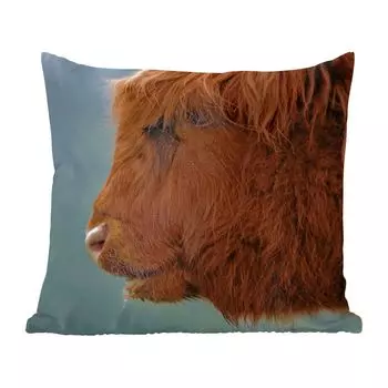 Декоративная подушка MuchoWow Диванная подушка Декоративная подушка для гостиной 60 x 60 см Шотландский горец - Животные - Туман - Чехол на подушку - Хлопчатобумажная ткань - Декоративные наволочки