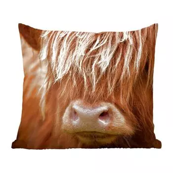 Декоративная подушка MuchoWow Диванная подушка Декоративная подушка для гостиной 60 x 60 см Шотландский горец - Нос - Волосы - Чехол на подушку - Хлопчатобумажная ткань - Декоративные наволочки