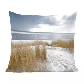 Декоративная подушка MuchoWow, диванная подушка, декоративная подушка для гостиной, 60 х 60 см, Северное море - дюны - вода - чехол на подушку - хлопчатобумажная ткань - декоративные наволочки