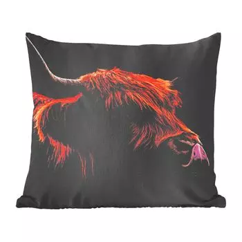 Декоративная подушка MuchoWow Диванная подушка Декоративная подушка для гостиной 60 x 60 см Шотландский горец - Язык - Нос - Чехол на подушку - Хлопчатобумажная ткань - Декоративные наволочки
