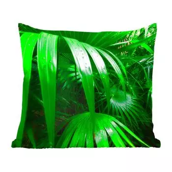 Декоративная подушка MuchoWow, диванная подушка, декоративная подушка для гостиной, 60 х 60 см, пальмовые листья в джунглях - чехол на подушку - хлопчатобумажная ткань - декоративные наволочки