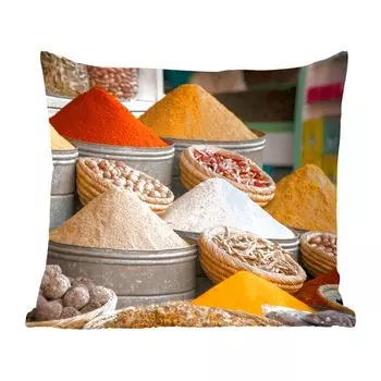 Декоративная подушка MuchoWow, диванная подушка, декоративная подушка для гостиной, 60 х 60 см, травы, глина, специи, желтый, коричневый, чехол на подушку, хлопчатобумажная ткань, декоративные чехлы на подушки
