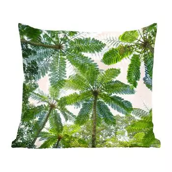 Декоративная подушка MuchoWow, диванная подушка, декоративная подушка для гостиной, 60 х 60 см, деревья и листья в джунглях - чехол на подушку - хлопчатобумажная ткань - декоративные наволочки