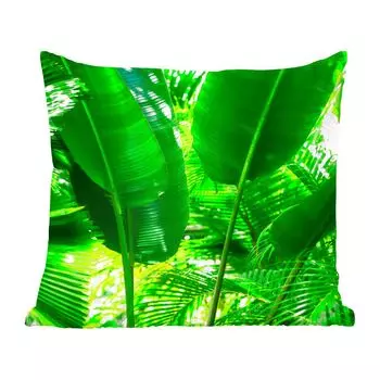 Декоративная подушка MuchoWow Диванная подушка Декоративная подушка для гостиной 60 x 60 см Тропические листья в джунглях Фотопринт - Чехол на подушку - Хлопчатобумажная ткань - Декоративные наволочки