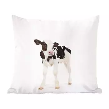 Декоративная подушка MuchoWow, диванная подушка, декоративная подушка для гостиной, 60 х 60 см, корова, теленок, белый, животные, чехол на подушку, хлопчатобумажная ткань, декоративные чехлы на подушки