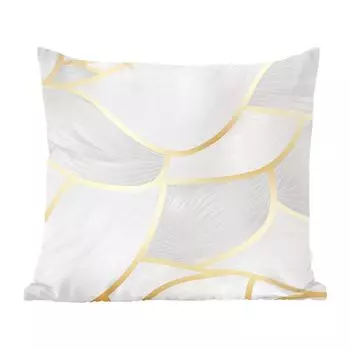 Декоративная подушка MuchoWow Диванная подушка Декоративная подушка для гостиной 60 x 60 см Абстрактный узор с золотыми линиями - Чехол на подушку - Хлопчатобумажная ткань - Декоративные наволочки