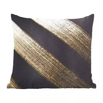 Декоративная подушка MuchoWow, диванная подушка, декоративная подушка для гостиной, 60 х 60 см, золотистые полосы на черном фоне - чехол на подушку - хлопчатобумажная ткань - декоративные наволочки, мультиколор