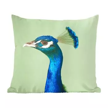 Декоративная подушка MuchoWow, диванная подушка, декоративная подушка для гостиной, 60 х 60 см, павлин, птица, перья, чехол на подушку, хлопчатобумажная ткань, декоративные чехлы на подушки