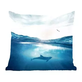 Декоративная подушка MuchoWow, диванная подушка, декоративная подушка для гостиной, 60 х 60 см, дельфин, море, птица, чехол на подушку, хлопчатобумажная ткань, декоративные чехлы на подушки