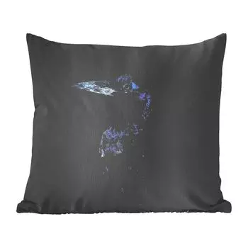 Декоративная подушка MuchoWow, диванная подушка, декоративная подушка для гостиной, 60 х 60 см, птицы, животные, черный, чехол на подушку, хлопчатобумажная ткань, декоративные чехлы на подушки