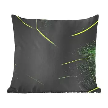 Декоративная подушка MuchoWow, диванная подушка, декоративная подушка для гостиной, 60 х 60 см, тень над зеленым листом - чехол на подушку - хлопковая ткань - декоративные наволочки