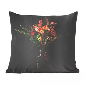 Декоративная подушка MuchoWow, диванная подушка, декоративная подушка для гостиной, 60 х 60 см, натюрморт - цветы - ваза - чехол на подушку - хлопчатобумажная ткань - декоративные наволочки