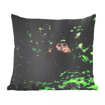 Декоративная подушка MuchoWow, диванная подушка, декоративная подушка для гостиной, 60 x 60 см, аппликация среди зеленых растений в джунглях - чехол на подушку - хлопчатобумажная ткань - декоративные чехлы на подушки