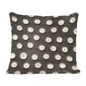 Декоративная подушка MuchoWow Диванная подушка Декоративная подушка для гостиной 60 x 60 см Узор — Пишущая машинка — Буквы — 1920-е годы — Чехол на подушку — Хлопчатобумажная ткань — Декоративные наволочки
