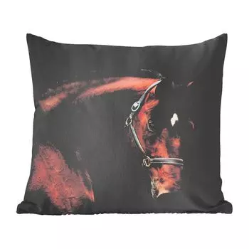 Декоративная подушка MuchoWow Диванная подушка Декоративная подушка для гостиной 60 x 60 см Лошадь - Легкая - Недоуздок - Чехол на подушку - Хлопчатобумажная ткань - Декоративные наволочки