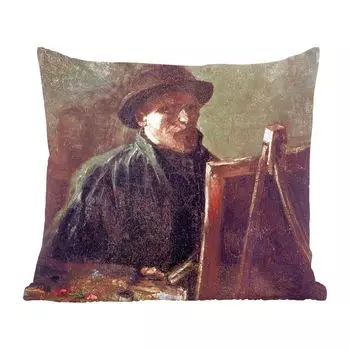 Декоративная подушка MuchoWow, диванная подушка, декоративная подушка для гостиной, 60 х 60 см, автопортрет художника - Винсент Ван Гог - чехол на подушку - хлопчатобумажная ткань - декоративные наволочки