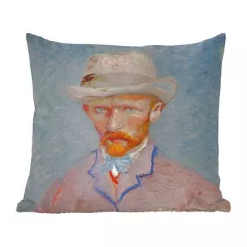 Декоративная подушка MuchoWow, диванная подушка, декоративная подушка для гостиной, 60 х 60 см, автопортрет - Винсент Ван Гог - чехол на подушку - хлопчатобумажная ткань - декоративные наволочки