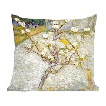 Декоративная подушка MuchoWow, диванная подушка, декоративная подушка для гостиной, 60 х 60 см, цветущая груша - Винсент Ван Гог - чехол на подушку - хлопчатобумажная ткань - декоративные чехлы на подушки