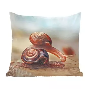 Декоративная подушка MuchoWow, диванная подушка, декоративная подушка для гостиной, 60 х 60 см, улитки, камни, животные, чехол на подушку, хлопчатобумажная ткань, декоративные чехлы на подушки