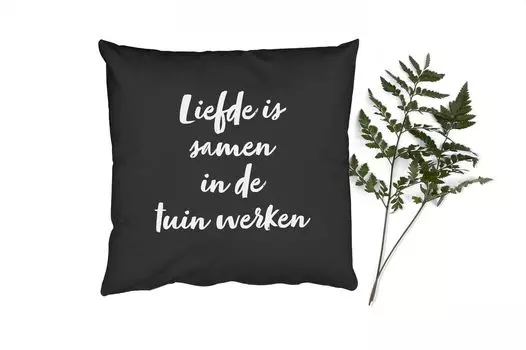 Декоративная подушка MuchoWow Диванная подушка Декоративная подушка для гостиной 50 x 50 см Любовь работает вместе в саду - текст - любовь - цитаты - чехлы на подушки - украшение - спальня