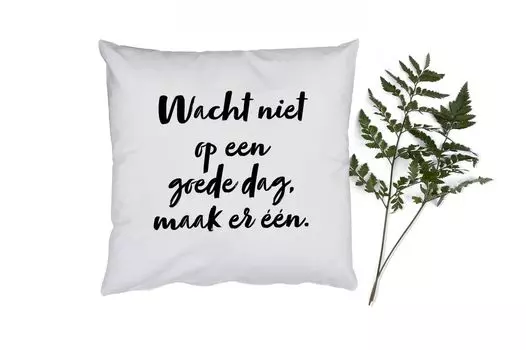 Декоративная подушка MuchoWow Диванная подушка Декоративная подушка для гостиной 60 x 60 см Текст - Цитаты - Не жди хорошего дня, сделай его одним - чехол на подушку - хлопчатобумажная ткань - декоративные чехлы на подушки