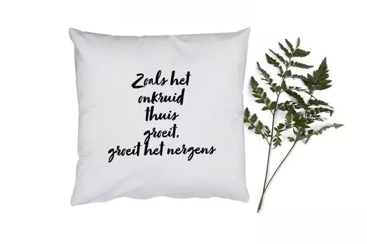 Декоративная подушка MuchoWow, диванная подушка, декоративная подушка для гостиной, 60 х 60 см, текст - сорняки растут дома, но нигде не растут - цитаты - садоводство - чехол для подушки - хлопчатобумажная ткань - декоративные чехлы для подушек