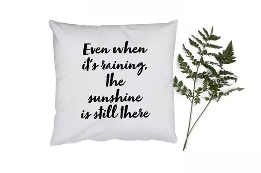 Декоративная подушка MuchoWow Диванная подушка Декоративная подушка для гостиной 60 x 60 см Даже когда идет дождь, солнце светит - текст - цитаты - солнечный свет - чехол для подушки - хлопчатобумажная ткань - декоративные чехлы для подушек