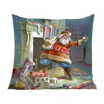 Декоративная подушка MuchoWow, диванная подушка, декоративная подушка для гостиной, 60 х 60 см, ретро Санта-Клаус - Рождество - чехол на подушку - хлопковая ткань - декоративные наволочки