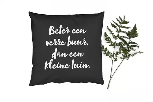 Декоративная подушка MuchoWow, диванная подушка, декоративная подушка для гостиной, 60 х 60 см, цитаты - лучше дальний сосед, чем маленький сад - текст - сад - чехол на подушку - хлопчатобумажная ткань - декоративные наволочки