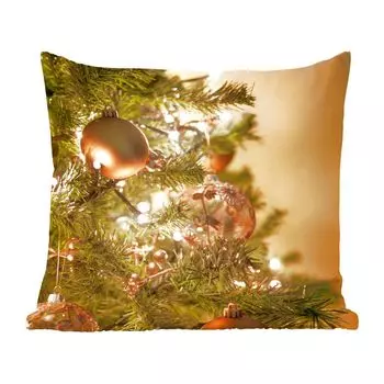 Декоративная подушка MuchoWow, диванная подушка, декоративная подушка для гостиной, 60 х 60 см, рождественская елка с разноцветными шарами - чехол на подушку - хлопчатобумажная ткань - декоративные наволочки