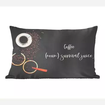 Декоративная подушка MuchoWow Диванная подушка Декоративная подушка для гостиной 50 x 30 см Цитаты — Пословицы — Кофе (существительное) Сок выживания. - Кофе - Юмор - Чехлы на диванные подушки - без наполнителя