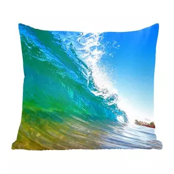 Декоративная подушка MuchoWow, диванная подушка, декоративная подушка для гостиной, 60 х 60 см, крупный план волны, разбивающейся о побережье Гавайев - чехол на подушку - хлопчатобумажная ткань - декоративные наволочки