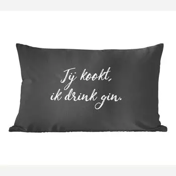 Декоративная подушка MuchoWow, диванная подушка, декоративная подушка для гостиной, 60 х 40 см, цитаты - ты готовишь, я пью джин - пословицы - джин - ликер - чехлы на подушки - декоративные чехлы на подушки - декоративные чехлы на подушки