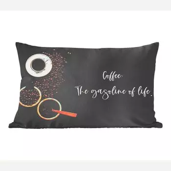 Декоративная подушка MuchoWow, диванная подушка, декоративная подушка для гостиной, 60 х 40 см, цитаты - пословицы - кофе: бирюзовый жизни - чехлы для подушек - декоративные чехлы для подушек - декоративные чехлы для подушек