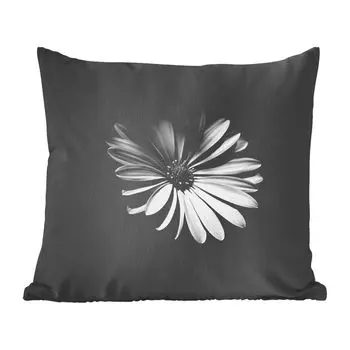 Декоративная подушка MuchoWow, диванная подушка, декоративная подушка для гостиной, 60 х 60 см, белая ромашка на черном фоне - чехол на подушку - хлопчатобумажная ткань - декоративные наволочки