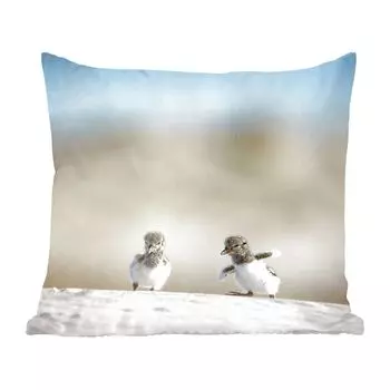 Декоративная подушка MuchoWow, диванная подушка, декоративная подушка для гостиной, 60 х 60 см, мальчик, песок, птицы, чехол на подушку, хлопчатобумажная ткань, декоративные чехлы на подушки