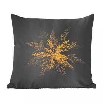 Декоративная подушка MuchoWow, диванная подушка, декоративная подушка для гостиной, 60 х 60 см, цветок золотарника на черном фоне - чехол на подушку - хлопчатобумажная ткань - декоративные наволочки