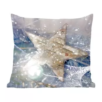 Декоративная подушка MuchoWow, диванная подушка, декоративная подушка для гостиной, 60 х 60 см, пуансеттия с черным мороженым - чехол на подушку - хлопчатобумажная ткань - декоративные чехлы на подушки