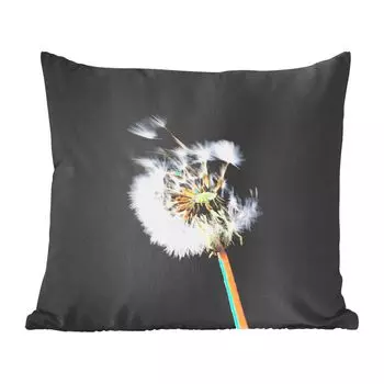Декоративная подушка MuchoWow, диванная подушка, декоративная подушка для гостиной, 60 х 60 см, цветок пыльцы на черном фоне - чехол на подушку - хлопчатобумажная ткань - декоративные наволочки