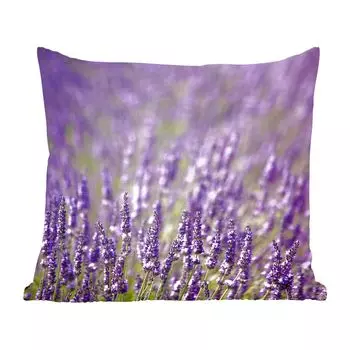 Декоративная подушка MuchoWow, диванная подушка, декоративная подушка для гостиной, 50 х 50 см, пурпурное лавандовое поле крупным планом - чехлы на подушки - украшение - спальня
