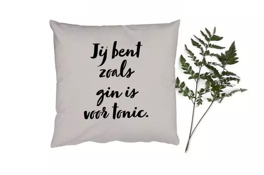 Декоративная подушка MuchoWow, диванная подушка, декоративная подушка для гостиной, 60 x 60 см, серо-коричневый - цитата - ты как джин с тоником - чехол на подушку - хлопчатобумажная ткань - декоративные наволочки