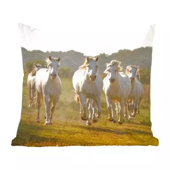 Декоративная подушка MuchoWow Диванная подушка Декоративная подушка для гостиной 50 x 50 см Скачущие белые лошади - Чехлы на подушки - Украшение - Спальня