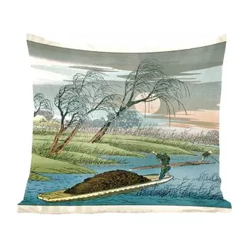 Декоративная подушка MuchoWow, диванная подушка, декоративная подушка для гостиной, 60 х 60 см, японская цветная гравюра по дереву - чехол на подушку - хлопчатобумажная ткань - декоративные чехлы на подушки